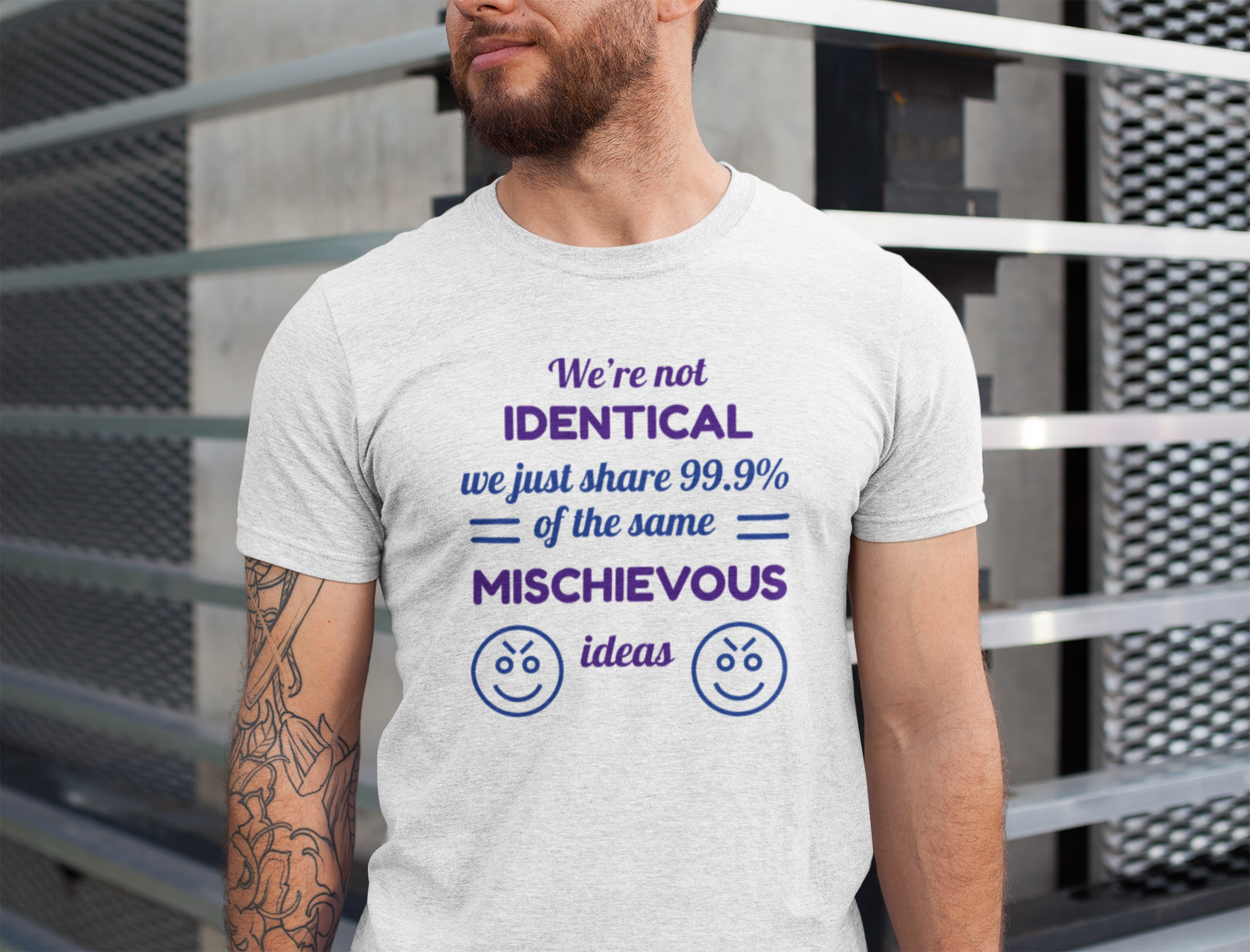 A man wearing white twin energy t-shirt - ideas (purple)