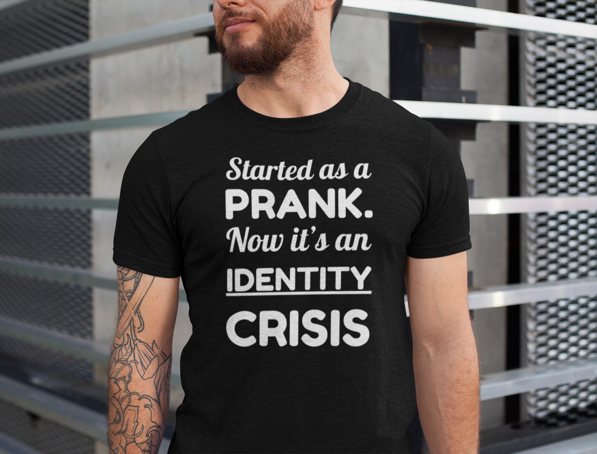 Person wearing a black t-shirt for Twins with humorous text design.