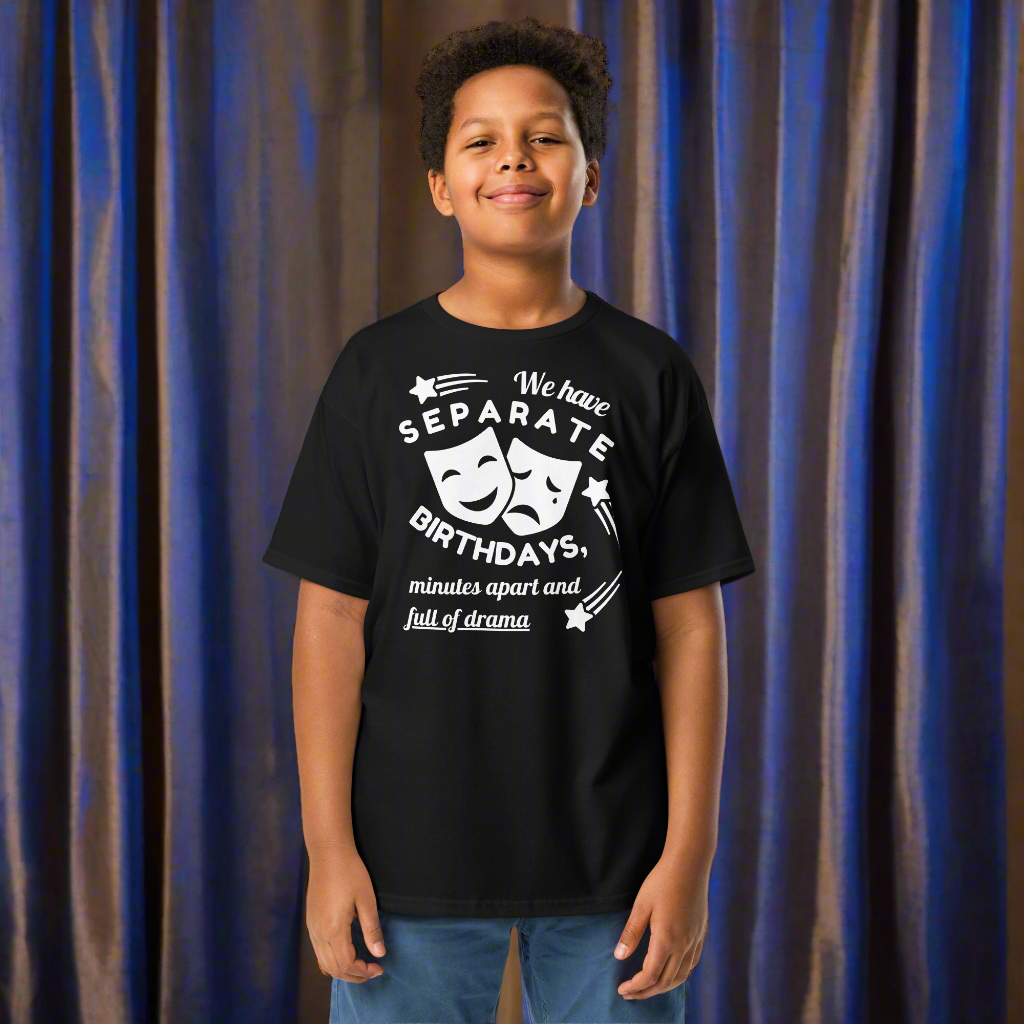twin t-shirt for kids - separate bithdays (white)