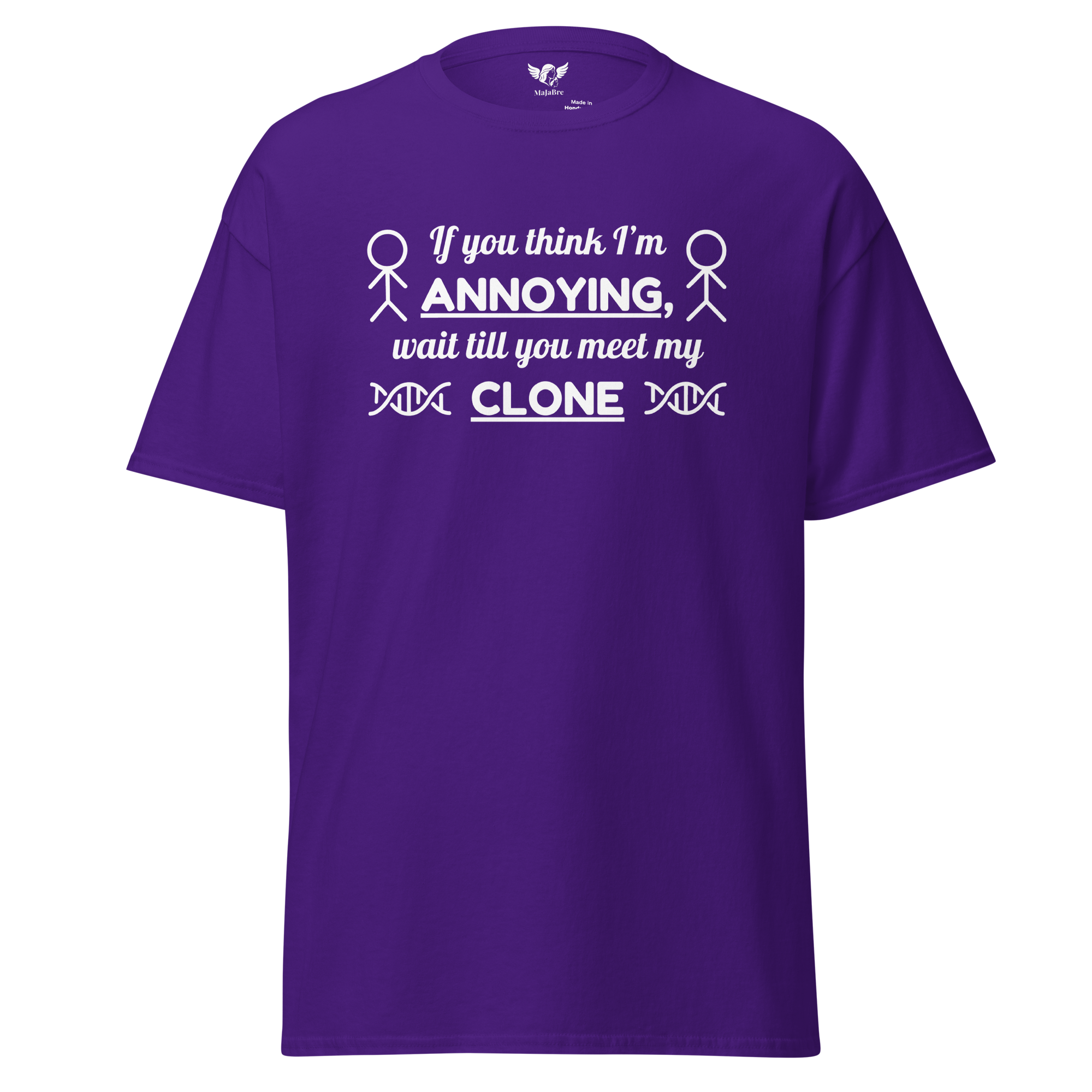 Twin energy t-shirt (white, purple shirt, annoying twin)