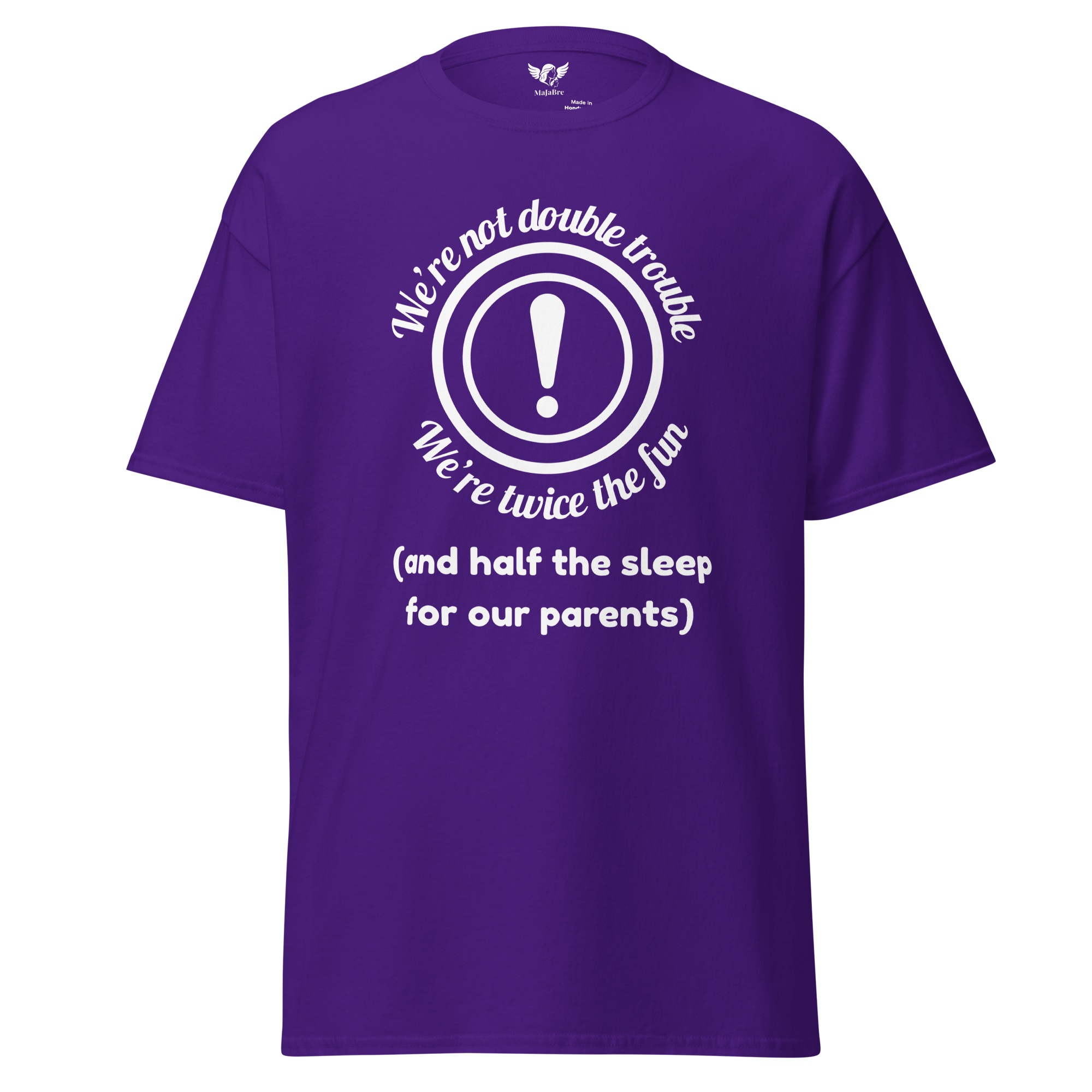 Twin vibes t-shirt - twice the fun (white, purple)