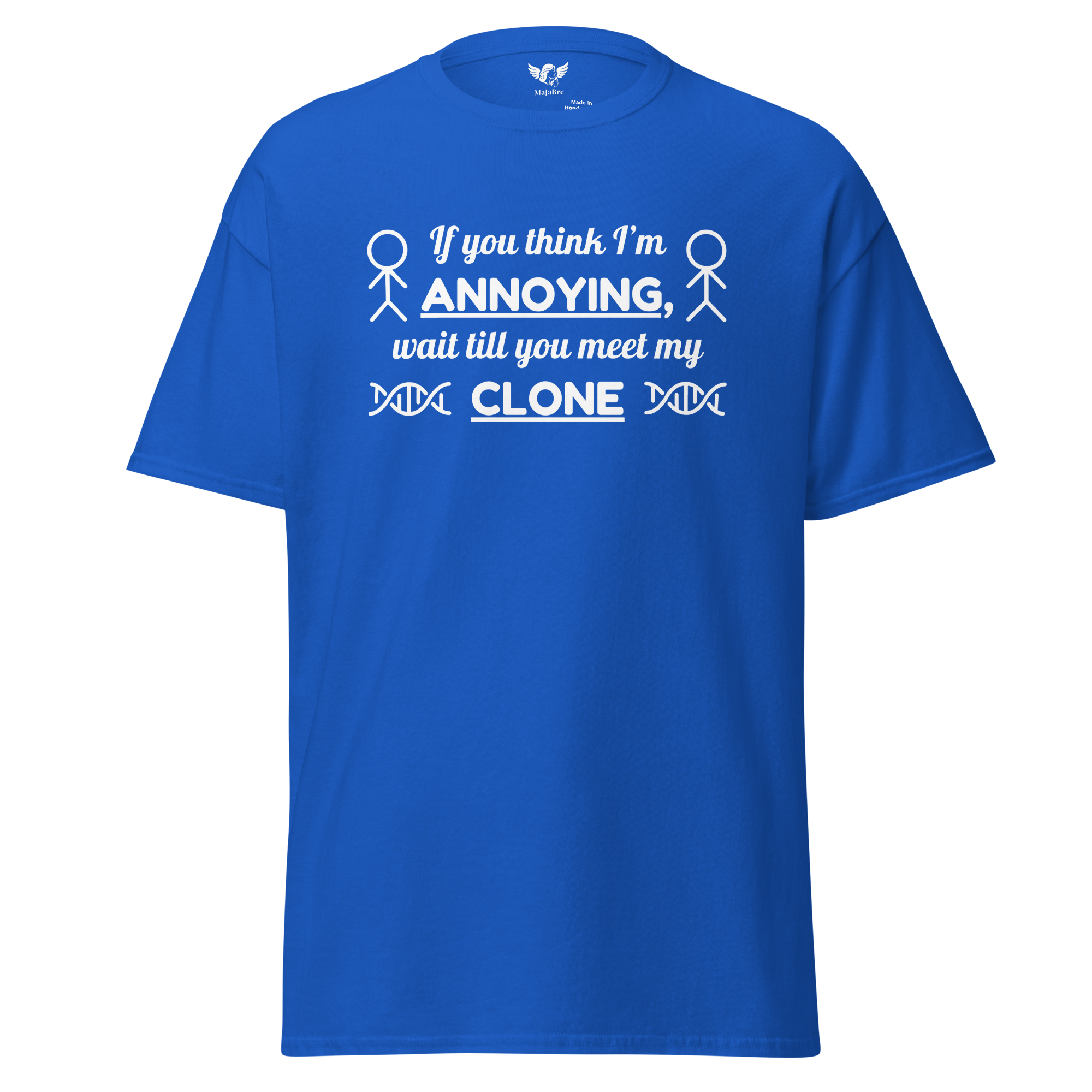 Twin energy t-shirt (white, blue shirt, annoying twin)