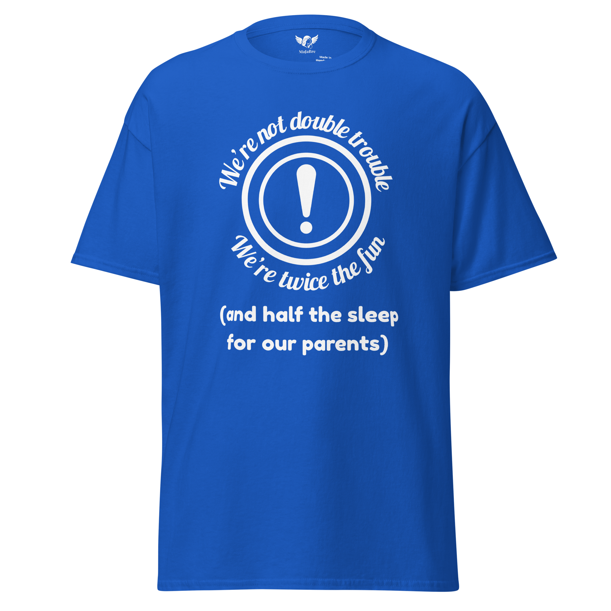 Twin vibes t-shirt - twice the fun (white, blue)