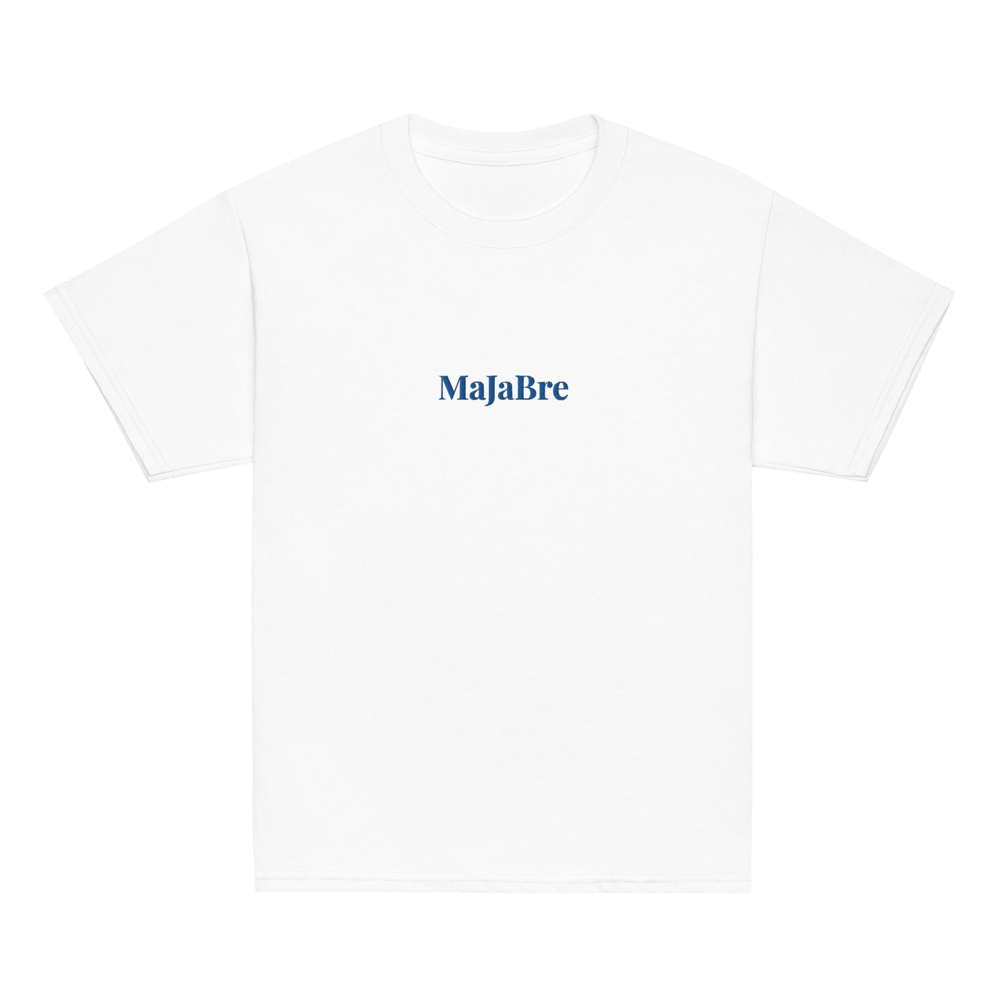 white twin shirt for kids with blue majabre sign 