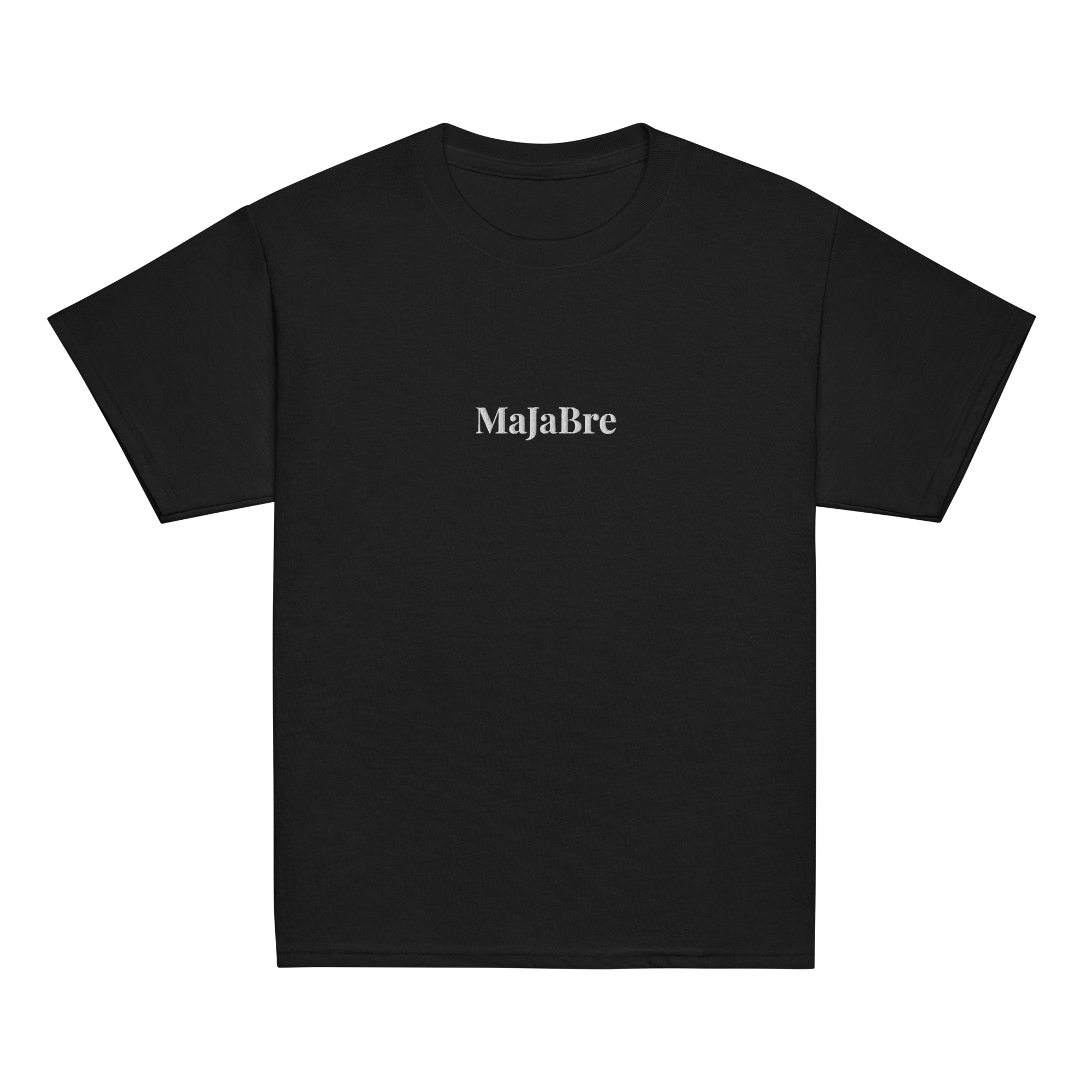 black twin shirt for kids with white majabre sign 
